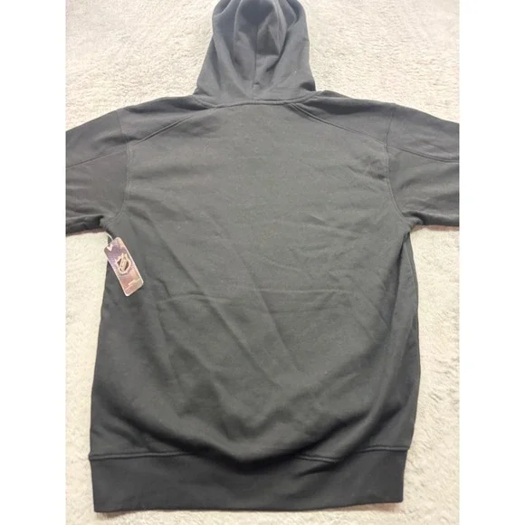 NHL Anaheim Ducks Mens Lace Up Hoodie Black Orange Graphic Sweatshirt Medium NEW - Picture 3 of 5